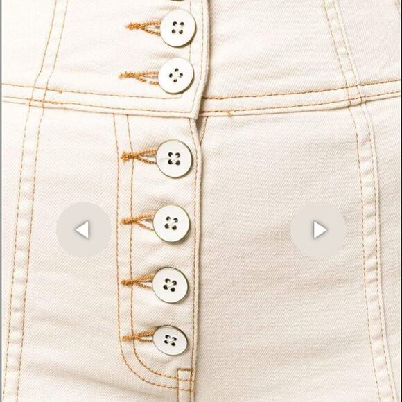 Ulla Johnson “Ellis” Jean, High Waist Cropped Flared Button Front Ecru 25 - Picture 6 of 13